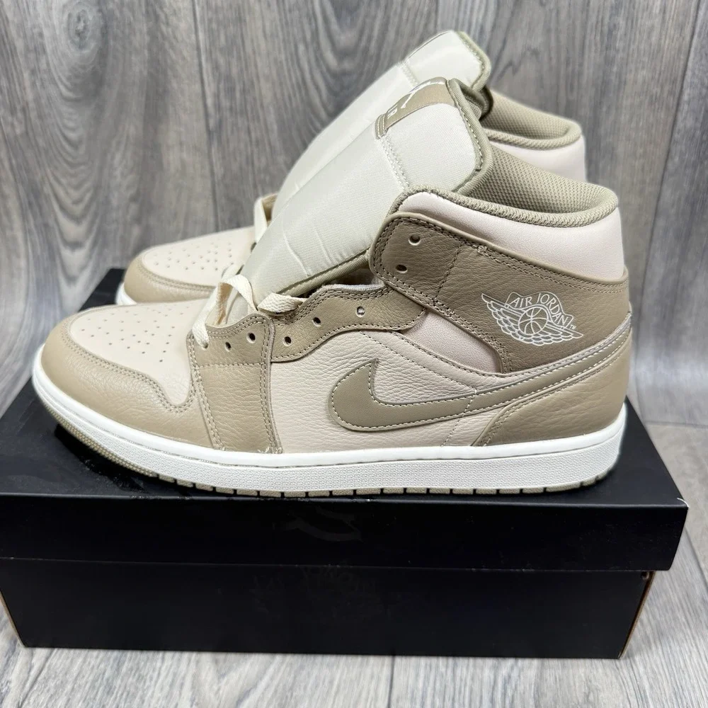 NEW Men's Air Jordan 1 Mid Legend LT Brown/Khaki-Phantom Size 12